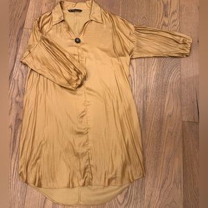NWOT Zara Gold Hi-Lo Dress